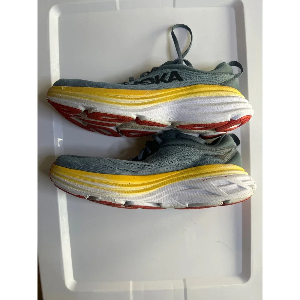 Hoka Blue Yellow Bondi 8 Running Shoes Mens 9.5D